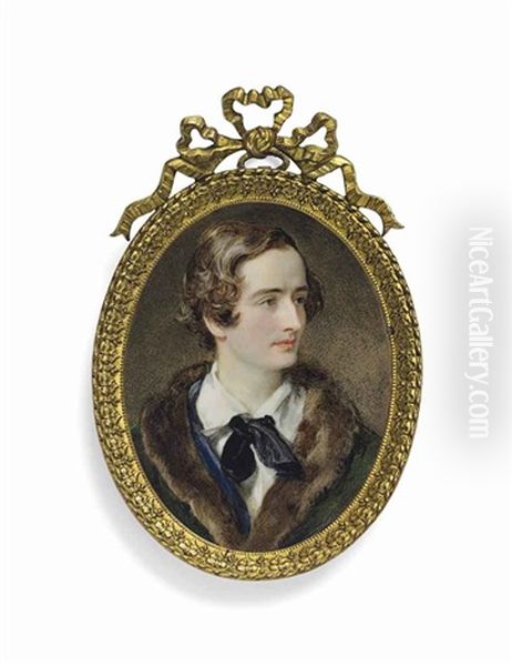 A Young Gentleman Called John Keats (1795-1821), In Fur-trimmed Green Cloak, Blue Jacket, White Shirt And Black Neck Tie Oil Painting by Sir William Charles Ross