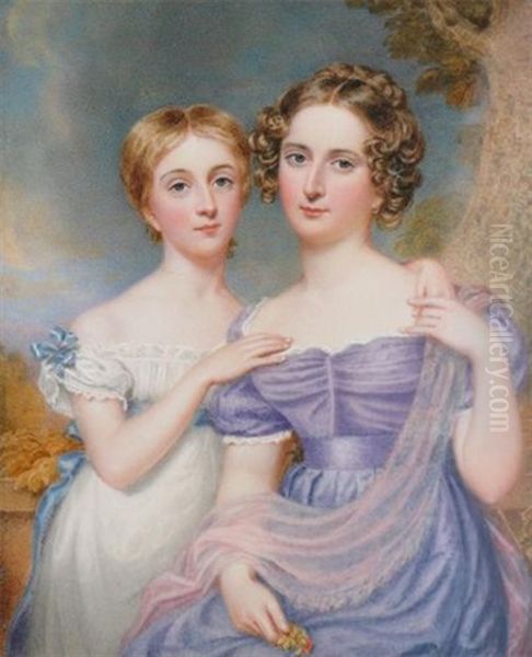 Portrait Of Helena And Beatrice, Daughters Of Sir John Trevelyan Bt. Of Nettlecombe Court Somerset Oil Painting by Sir William Charles Ross