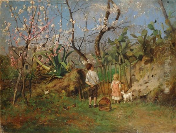 Giochi Di Fanciulli A Primavera Oil Painting by Federico Rossano