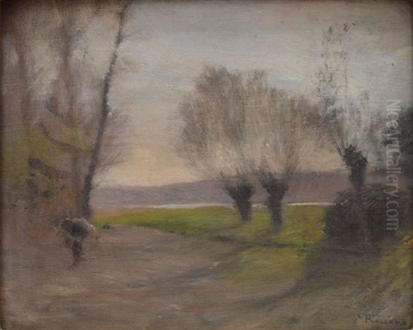 Homme Au Chemin En Bord De Riviere Oil Painting by Federico Rossano