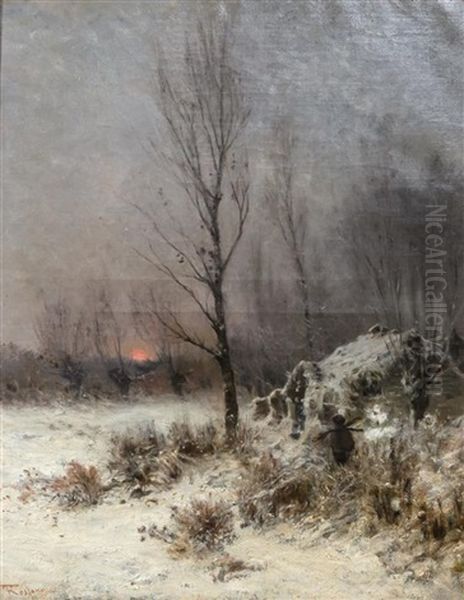 Winter Twilight Oil Painting by Federico Rossano