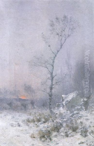 Winter Landscape Oil Painting by Federico Rossano