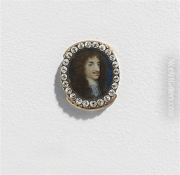 King Charles Ii, In Venetian Lace Cravat, Curling Brown Periwig And Thin Moustache Oil Painting by Susan Penelope Rosse