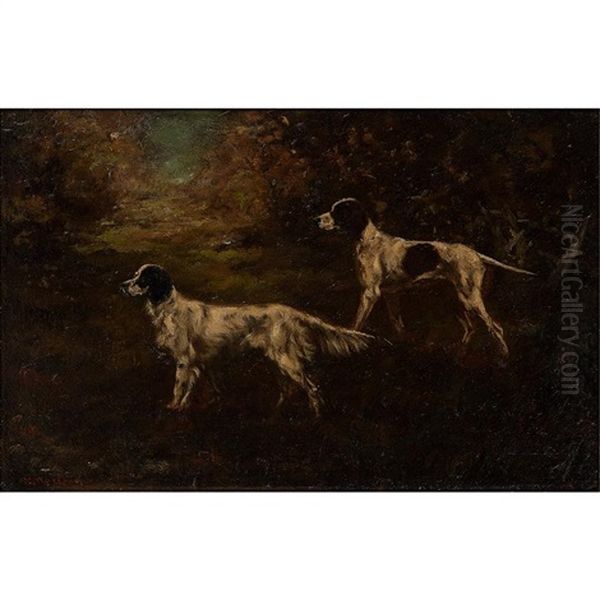 Spaniels Oil Painting by Percival Leonard Rosseau