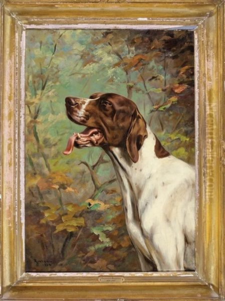 Study Of A Pointer's Head Oil Painting by Percival Leonard Rosseau