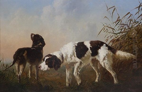 The Hunting Dogs Oil Painting by Percival Leonard Rosseau