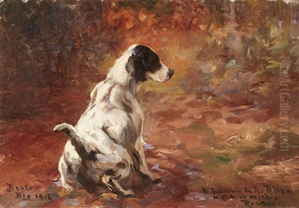 Setter In A Landscape Oil Painting by Percival Leonard Rosseau