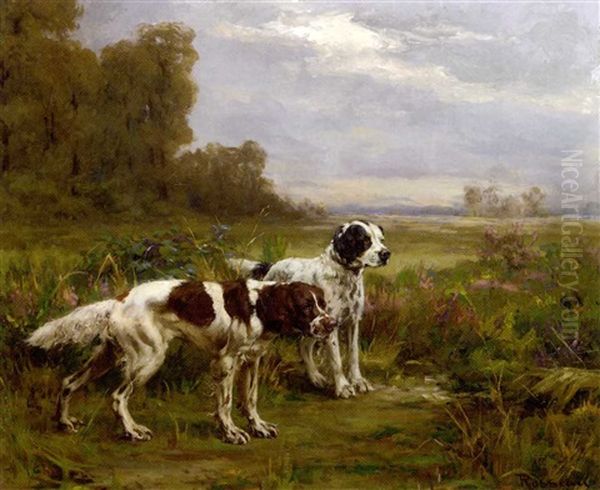 Two English Setters Oil Painting by Percival Leonard Rosseau