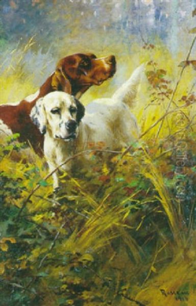 Deux Chiens A L'arret Oil Painting by Percival Leonard Rosseau