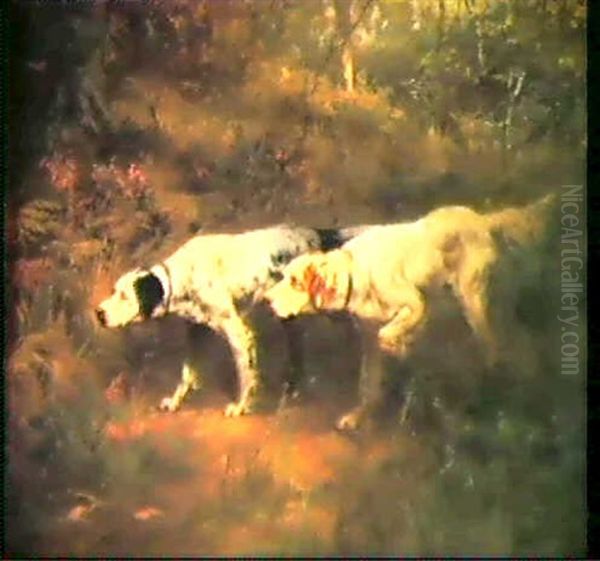 Two Hunting Dogs Oil Painting by Percival Leonard Rosseau