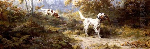 Pointers With Their Kill Oil Painting by Percival Leonard Rosseau