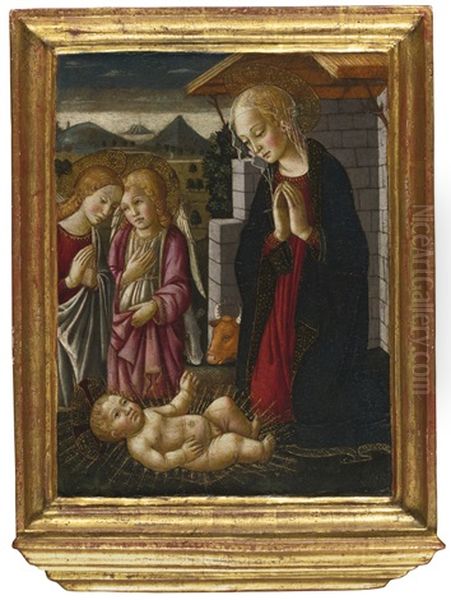 Madonna And Child With Two Angels Oil Painting by Bernardo di Stefano Rosselli