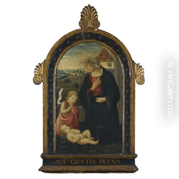 Madonna And Child With The Infant Saint John The Baptist Oil Painting by Bernardo di Stefano Rosselli