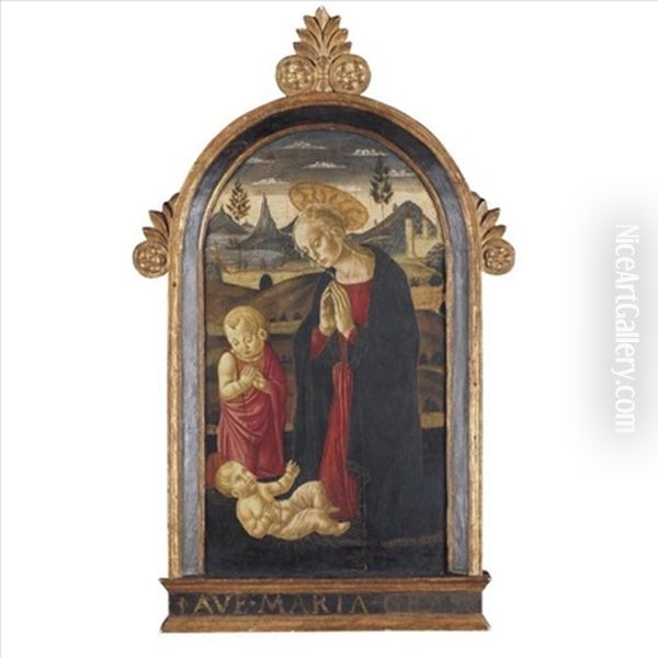 The Madonna And The Young Saint John Adoring The Christ Child Oil Painting by Bernardo di Stefano Rosselli