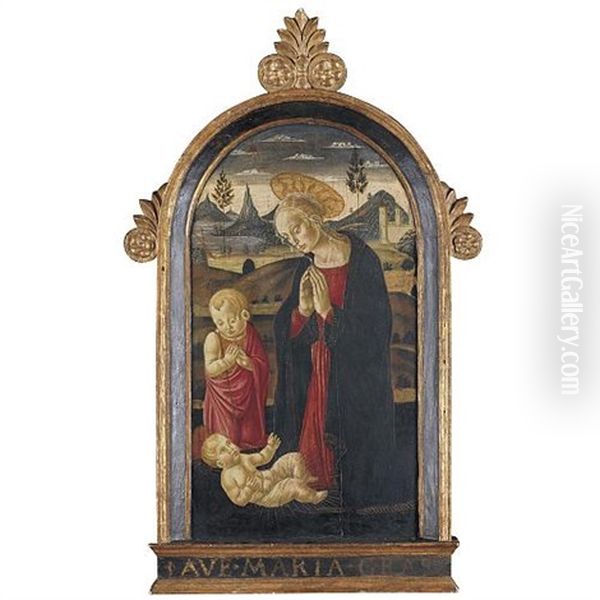 The Madonna And The Young Saint John Adoring The Christ Child Oil Painting by Bernardo di Stefano Rosselli