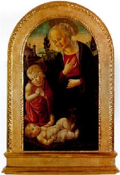 L'adoration De L'enfant Jesus Oil Painting by Bernardo di Stefano Rosselli