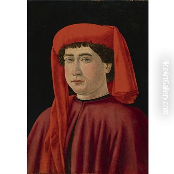 Portrait Of A Gentleman, Said To Be Francesco Datini Oil Painting by Cosimo Filippo Rosselli