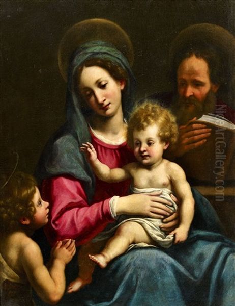 The Holy Family With John The Baptist Oil Painting by Matteo Rosselli