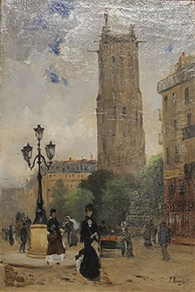 Paris, La Tour Saint Jacques Oil Painting by Paul Rossert