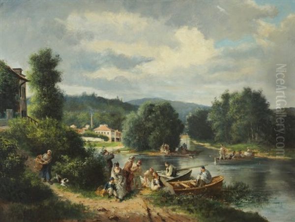 The Boating Party Oil Painting by Paul Rossert