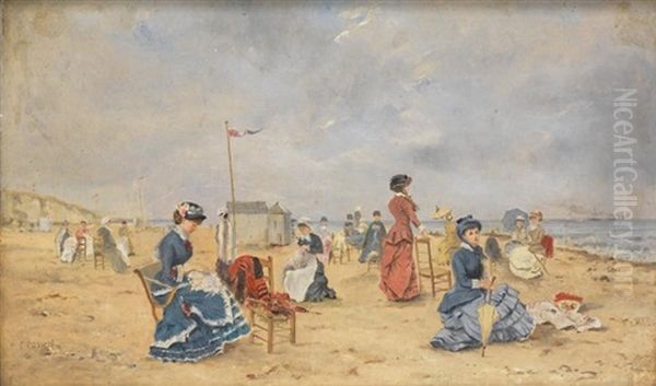 Elegante Sur La Plage Oil Painting by Paul Rossert