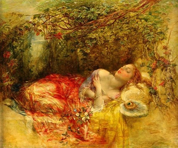 Ophelia Vid Lovhuset Oil Painting by Dante Gabriel Rossetti