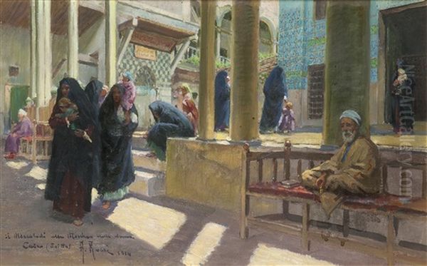 Il Mercoledi Alla Moschea Delle Donne. Cairo (egitto) Oil Painting by Alberto Rossi