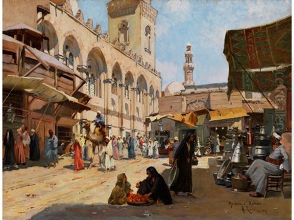 Arabischer Markt In Kaloun Oil Painting by Alberto Rossi