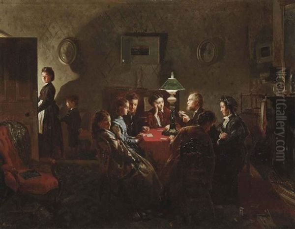 The Card Game Oil Painting by Alexander M. Rossi