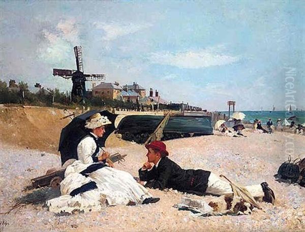 On The Beach Oil Painting by Alexander M. Rossi