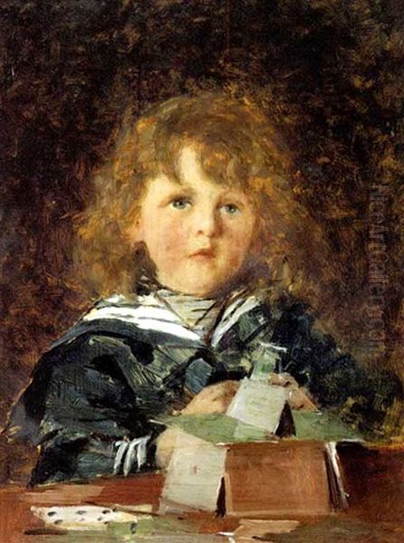 Portrait Of A.r. Dreoser, Junr., Aged 4 Oil Painting by Alexander M. Rossi