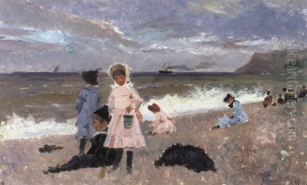 On The Beach Oil Painting by Alexander M. Rossi