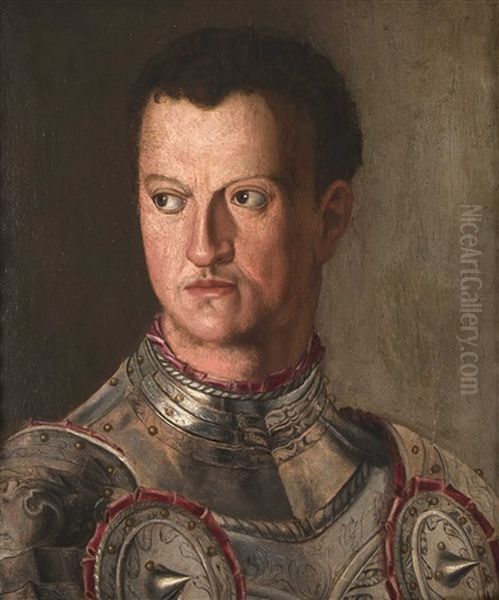 Brustbildnis Des Cosimo I. De' Medici (after Agnolo Bronzino) Oil Painting by Francesco del Rossi (Salviati)