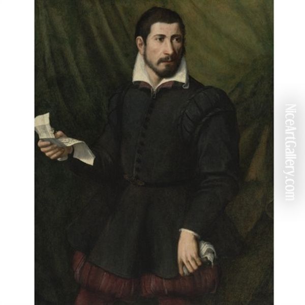 Portrait Of A Man Holding A Letter Oil Painting by Francesco del Rossi (Salviati)