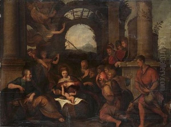 The Adoration Of The Shepherds Oil Painting by Francesco del Rossi (Salviati)