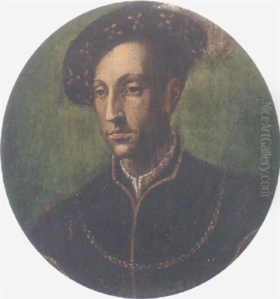 Portrait Of A Gentleman Wearing A Black Jacket And Hat by Francesco del Rossi (Salviati)