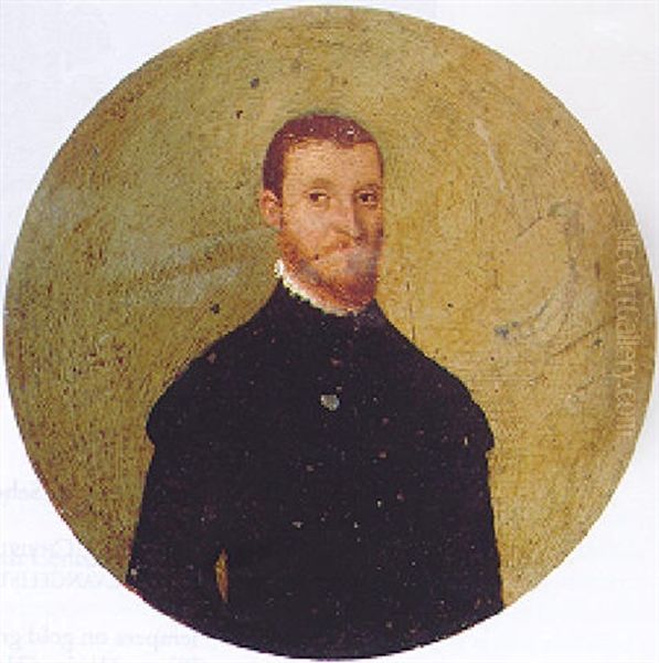 Portrait Of A Gentleman Wearing A Black Tunic And A White Ruff Collar Oil Painting by Francesco del Rossi (Salviati)