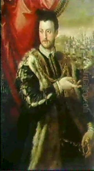 Bildnis Cosimo I. De'medici Oil Painting by Francesco del Rossi (Salviati)