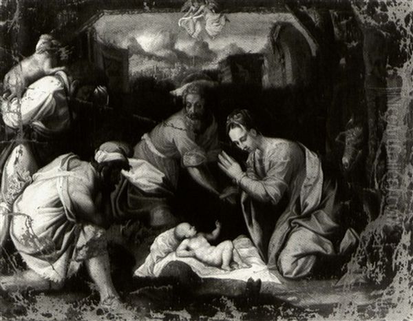 The Adoration Of Shepherds Oil Painting by Francesco del Rossi (Salviati)