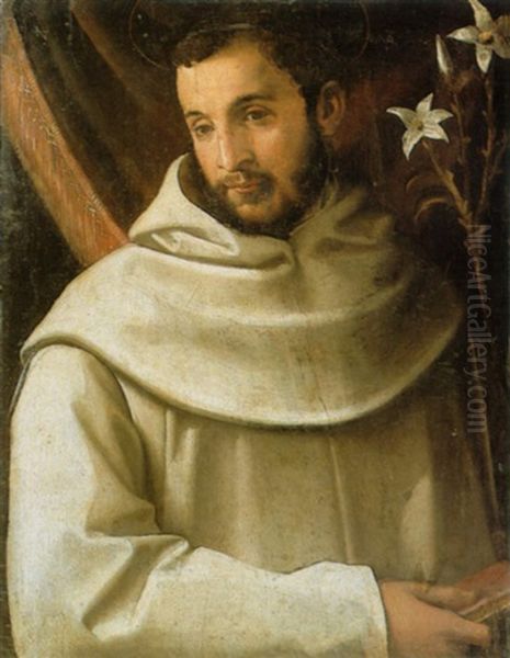 Portrait Of A Saint Possibly Saint Bernard Oil Painting by Francesco del Rossi (Salviati)