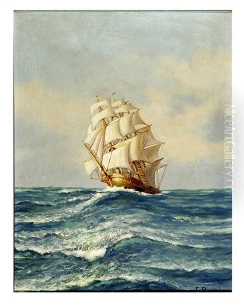 La Palazzola Sailing Off Malta Oil Painting by Gino Rossi