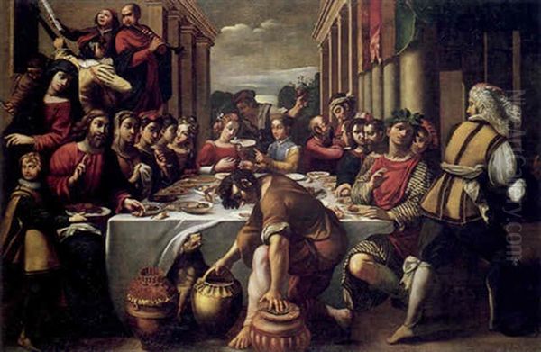 Le Nozze Di Cana Oil Painting by Giovanni Stefano Rossi