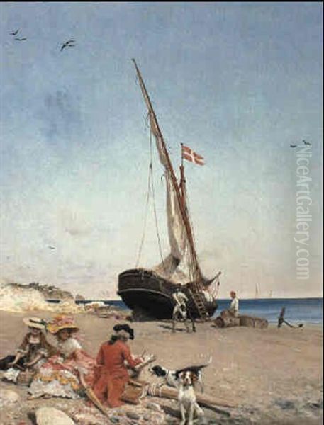 On The Beach Oil Painting by Lucius Rossi