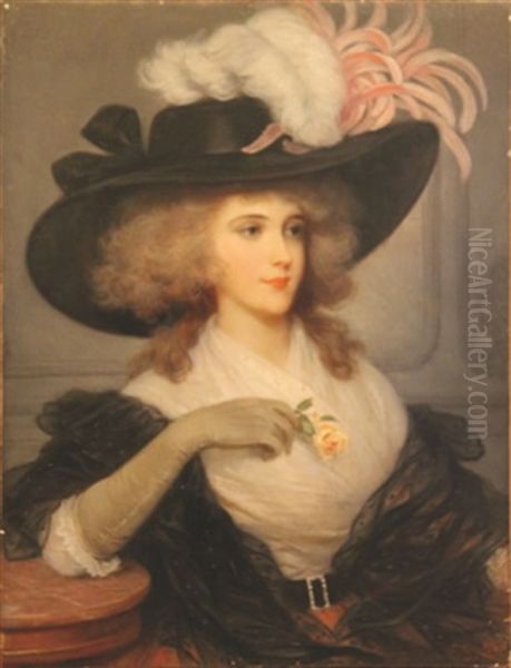 Femme Au Grand Chapeau Oil Painting by Luigi Rossi