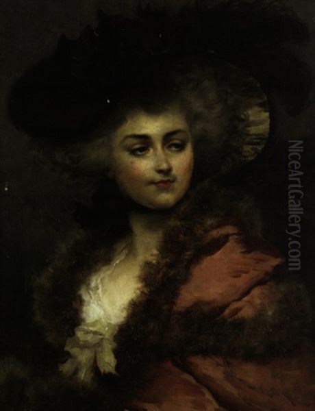 Elegante Frau Mit Schwarzem Hut Oil Painting by Luigi Rossi