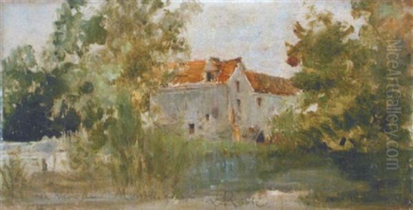 Paysage A La Ferme Oil Painting by Luigi Rossi