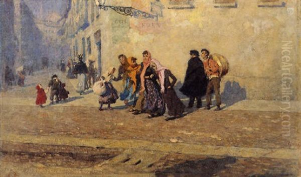 Andando Al Mercato A Milano Oil Painting by Luigi Rossi