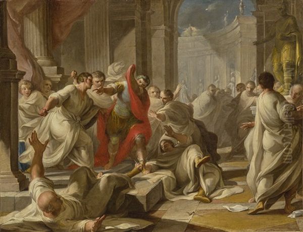 The Assassination Of Julius Caesar Oil Painting by Mariano Rossi