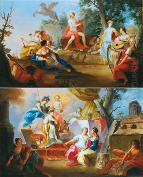 Apollo Und Die Musen (+ Allegorie Der Kunste; Diptych) Oil Painting by Mariano Rossi