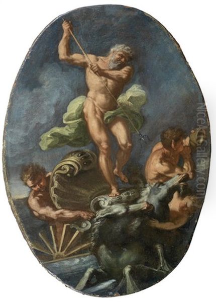 Neptune And His Attendants Oil Painting by Nicola Maria Rossi